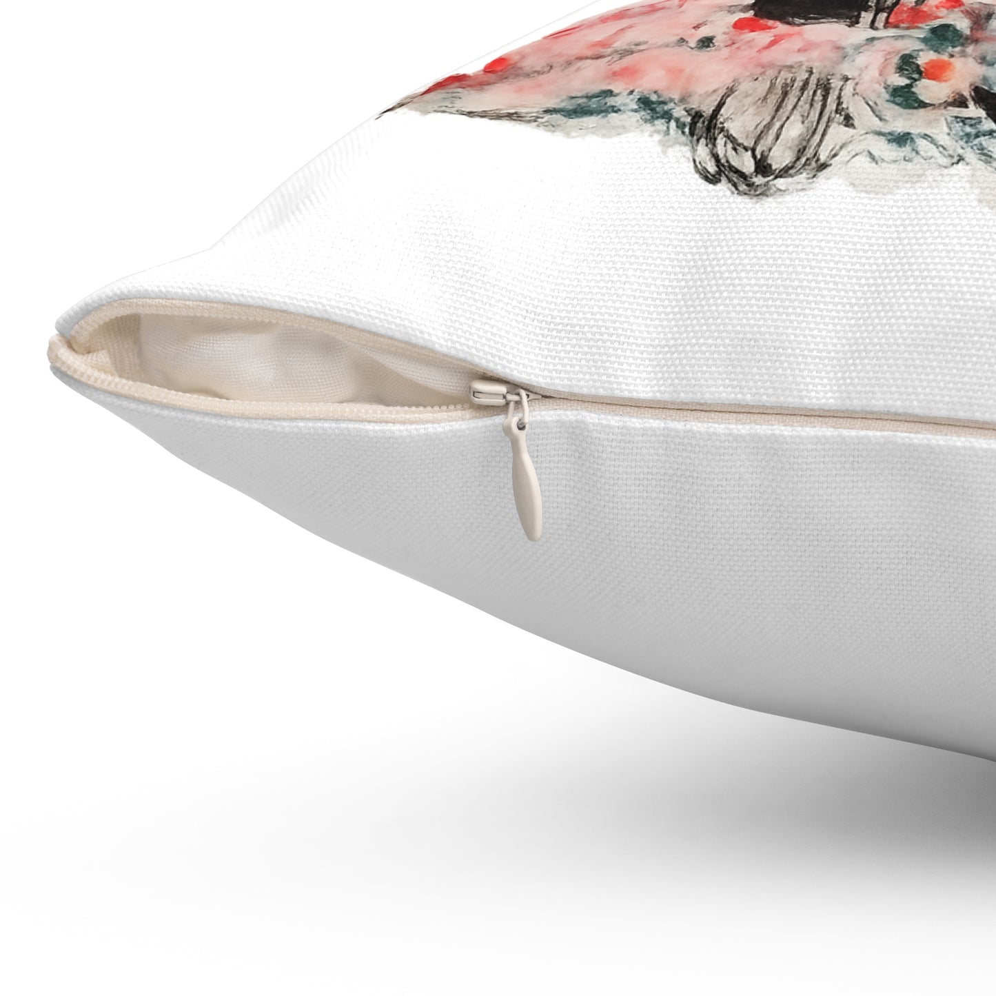 Cherry Blossom Tree Decorative Pillow - Sumi Ink Brush Floral Accent