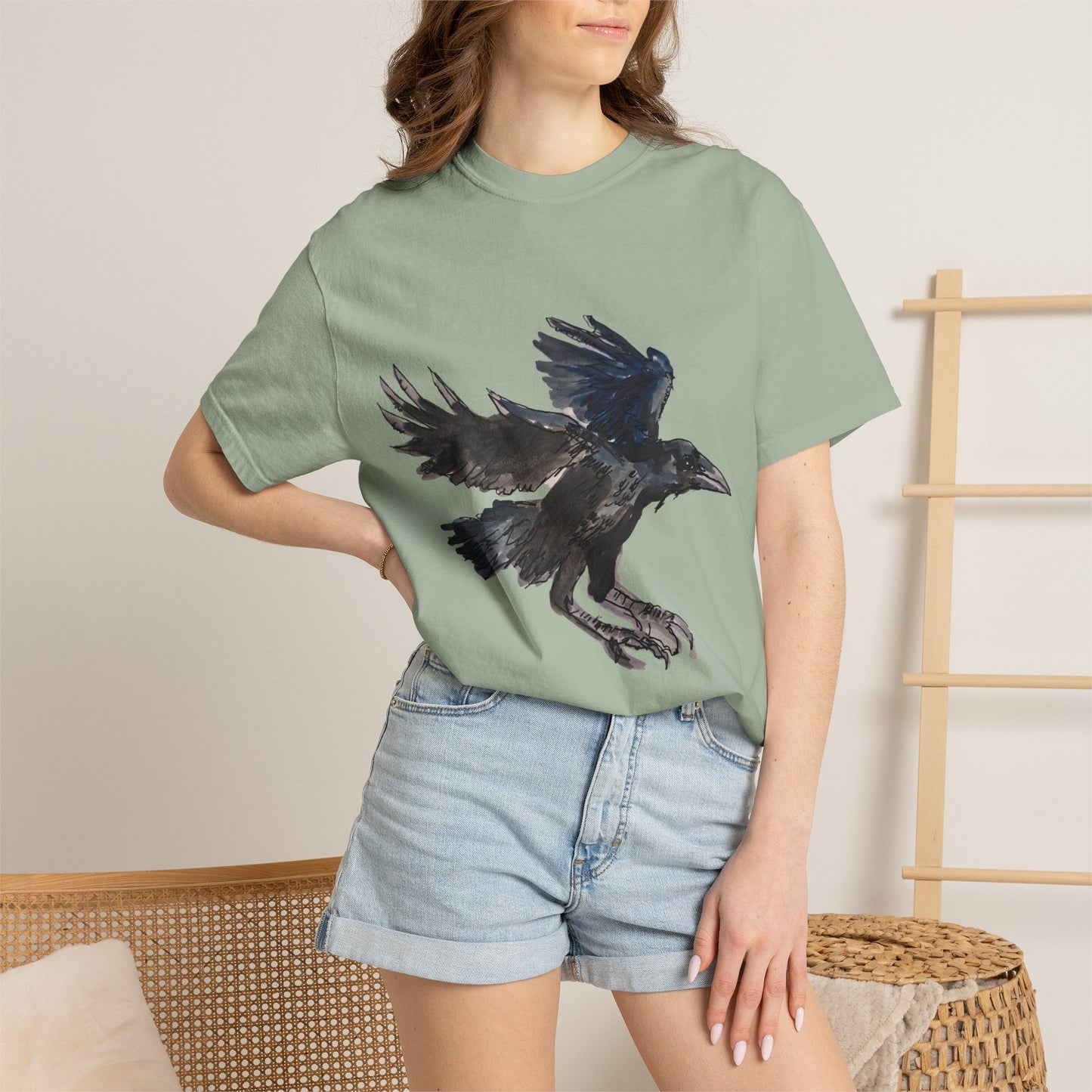 Raven Flight T-Shirt — Watercolor Crow Graphic Tee