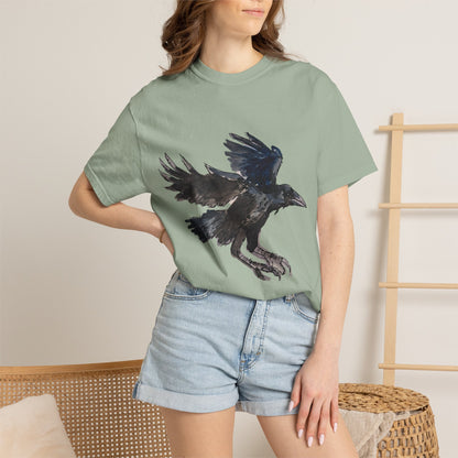 Raven Flight T-Shirt — Watercolor Crow Graphic Tee