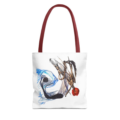 Abstract Art Tote Bag — Modern Brushstroke Design with Red Accent