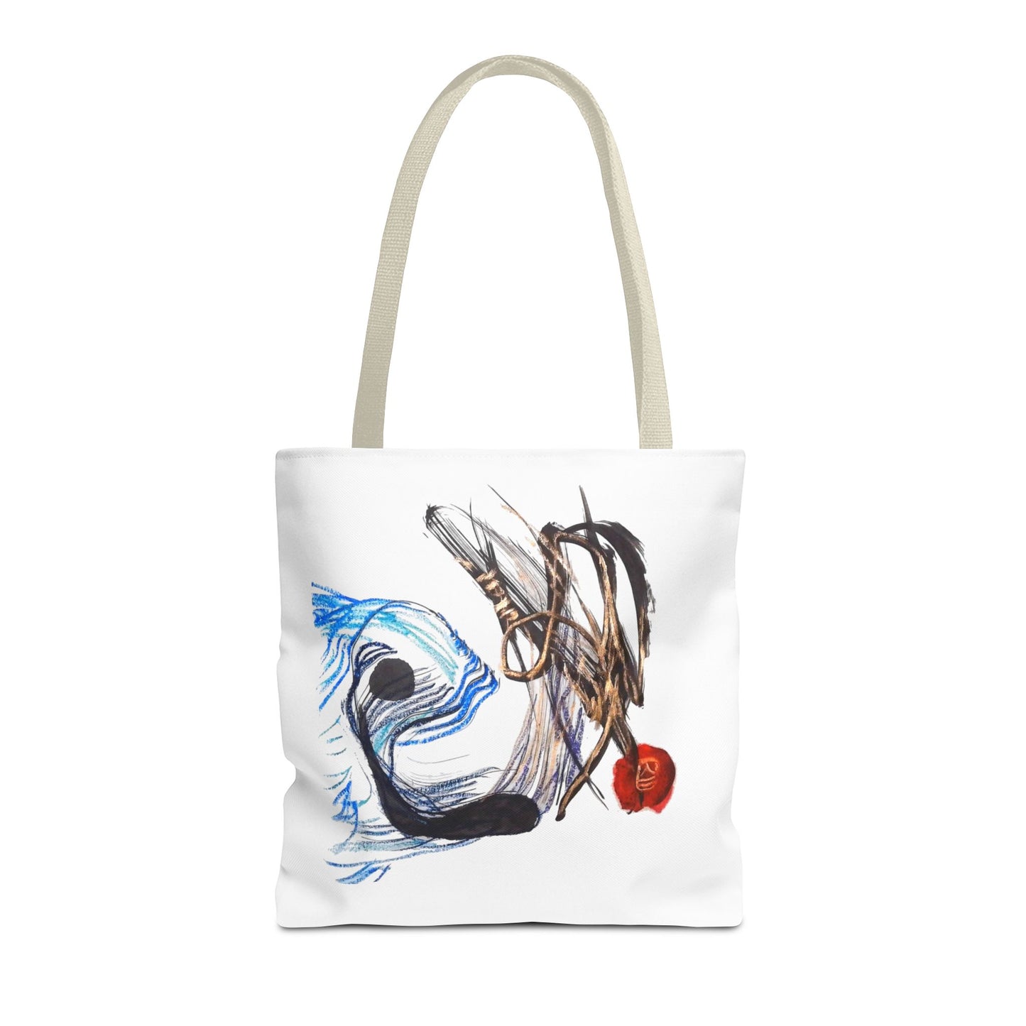 Abstract Art Tote Bag — Modern Brushstroke Design with Red Accent