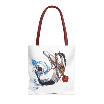 Abstract Art Tote Bag — Modern Brushstroke Design with Red Accent