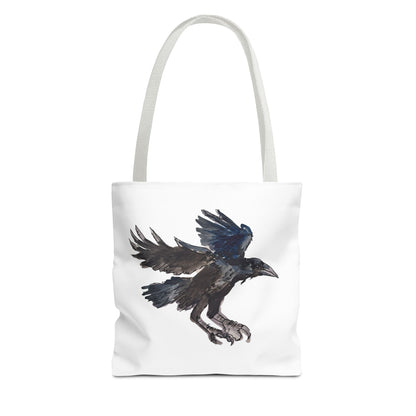 Raven Flight Tote Bag – Watercolor Crow Art AOP Canvas Tote