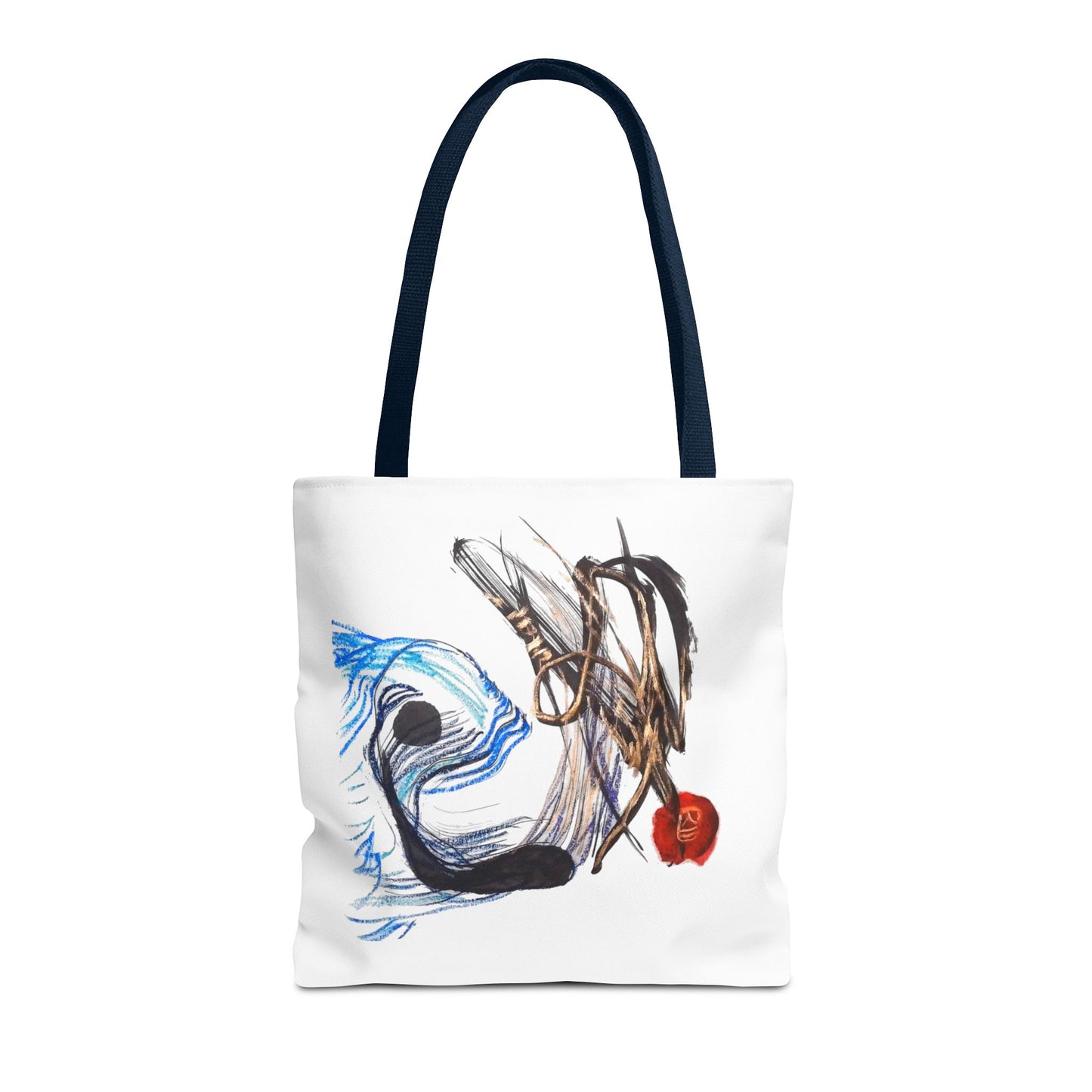 Abstract Art Tote Bag — Modern Brushstroke Design with Red Accent
