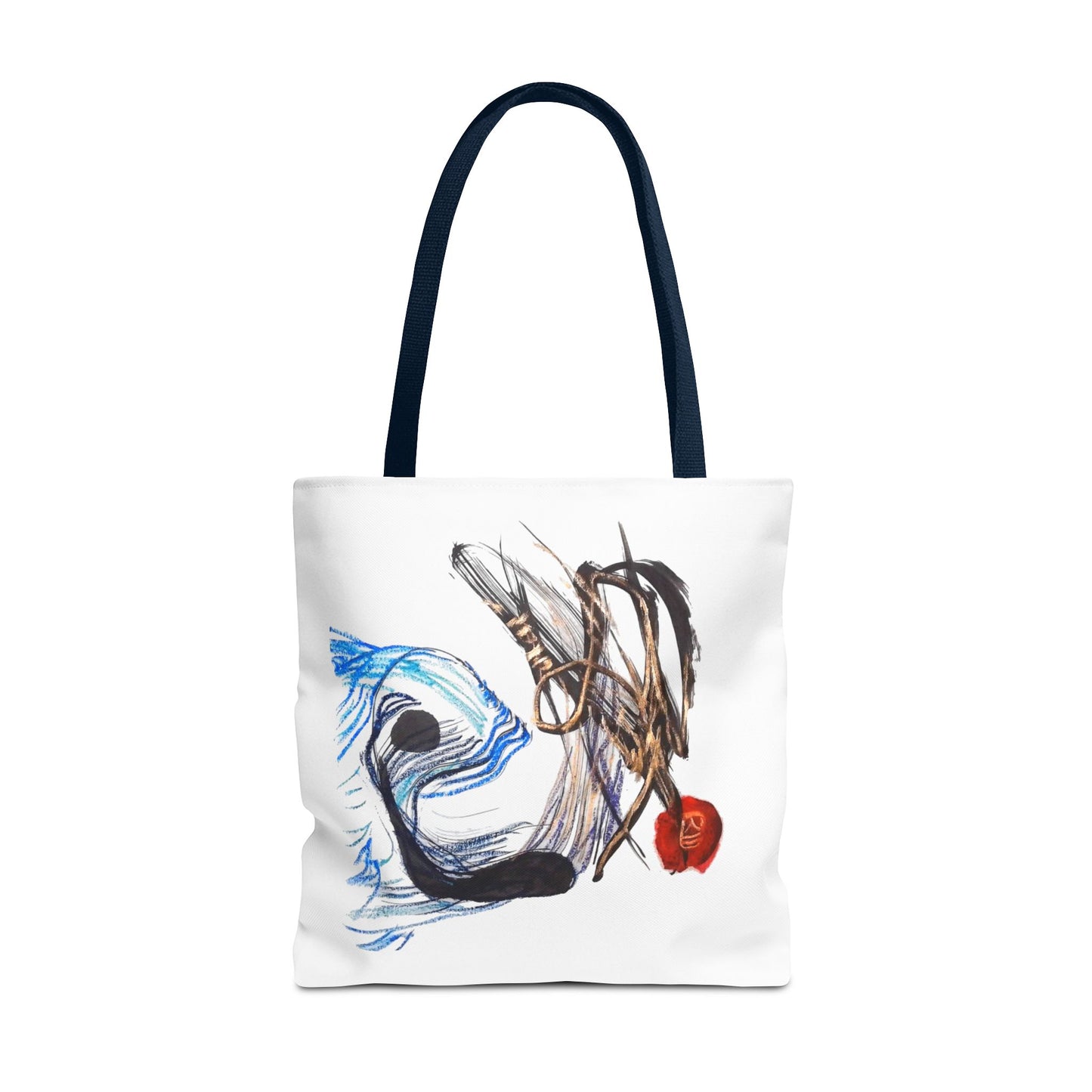 Abstract Art Tote Bag — Modern Brushstroke Design with Red Accent