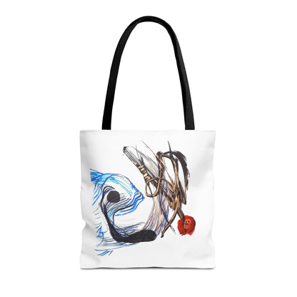 Abstract Art Tote Bag — Modern Brushstroke Design with Red Accent