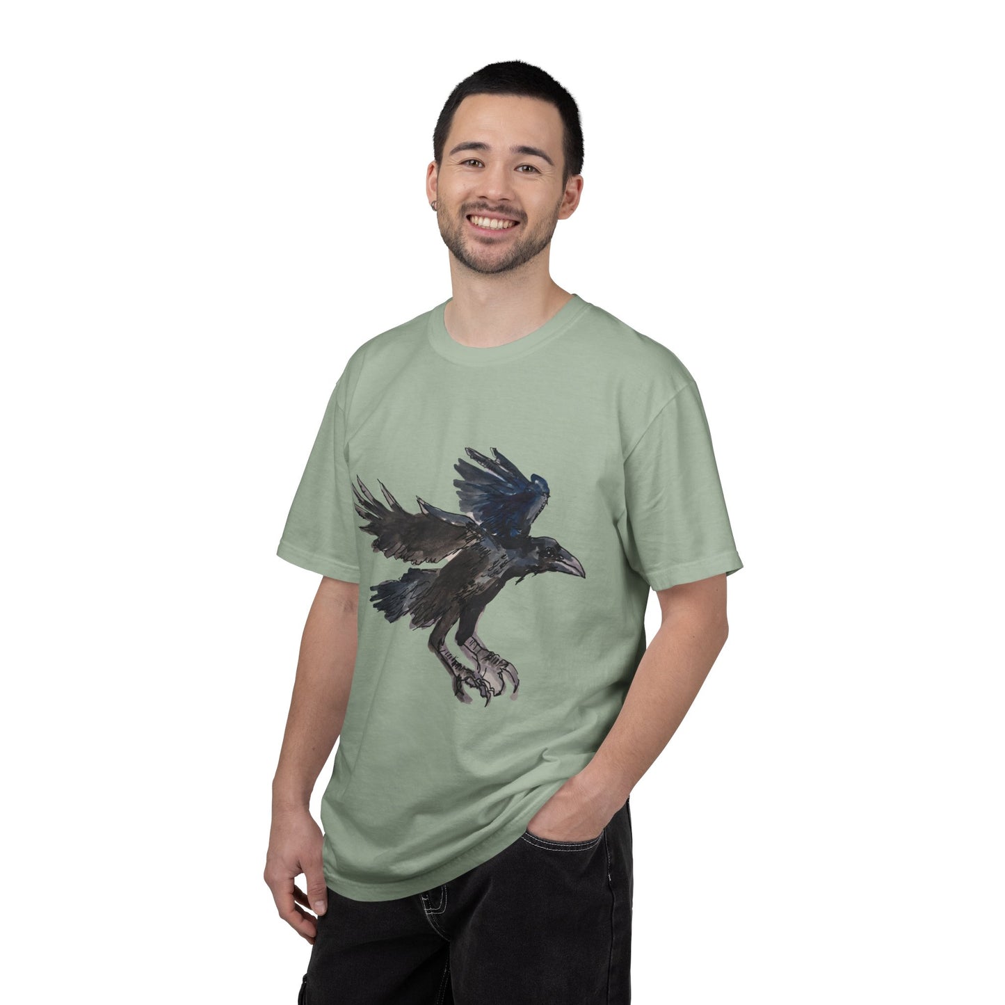 Raven Flight T-Shirt — Watercolor Crow Graphic Tee