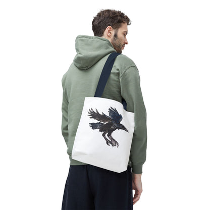Raven Flight Tote Bag – Watercolor Crow Art AOP Canvas Tote
