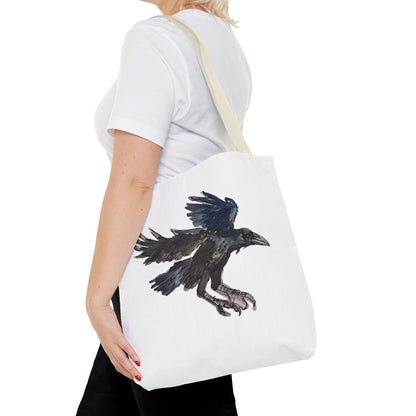 Raven Flight Tote Bag – Watercolor Crow Art AOP Canvas Tote
