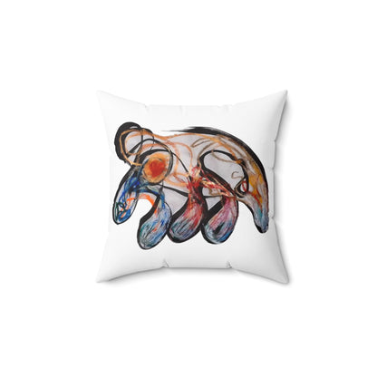 Abstract Colorwave Bear Pillow — Artistic Animal Throw Pillow