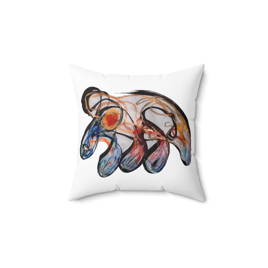 Abstract Colorwave Bear Pillow — Artistic Animal Throw Pillow