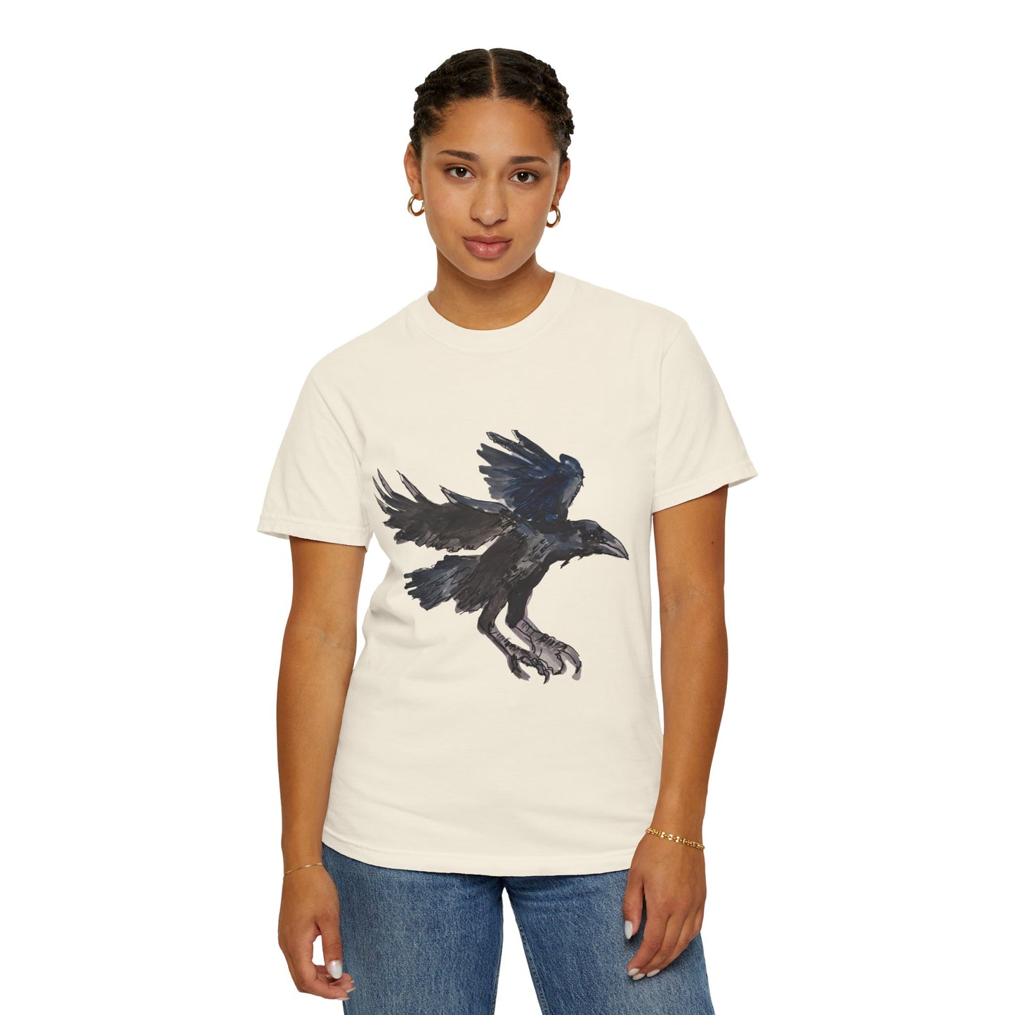 Raven Flight T-Shirt — Watercolor Crow Graphic Tee