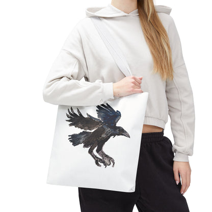 Raven Flight Tote Bag – Watercolor Crow Art AOP Canvas Tote