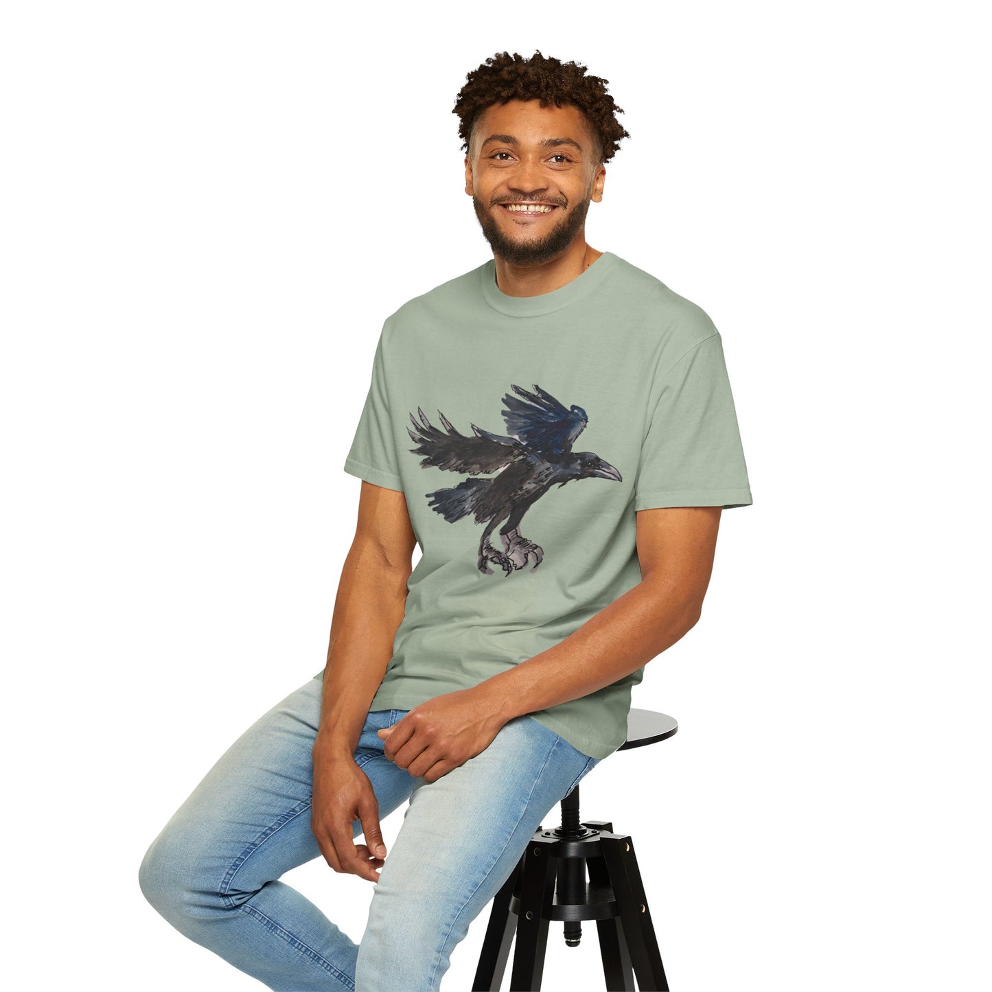 Raven Flight T-Shirt — Watercolor Crow Graphic Tee