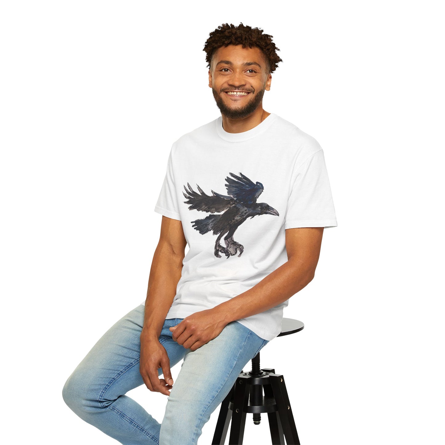 Raven Flight T-Shirt — Watercolor Crow Graphic Tee