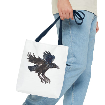 Raven Flight Tote Bag – Watercolor Crow Art AOP Canvas Tote