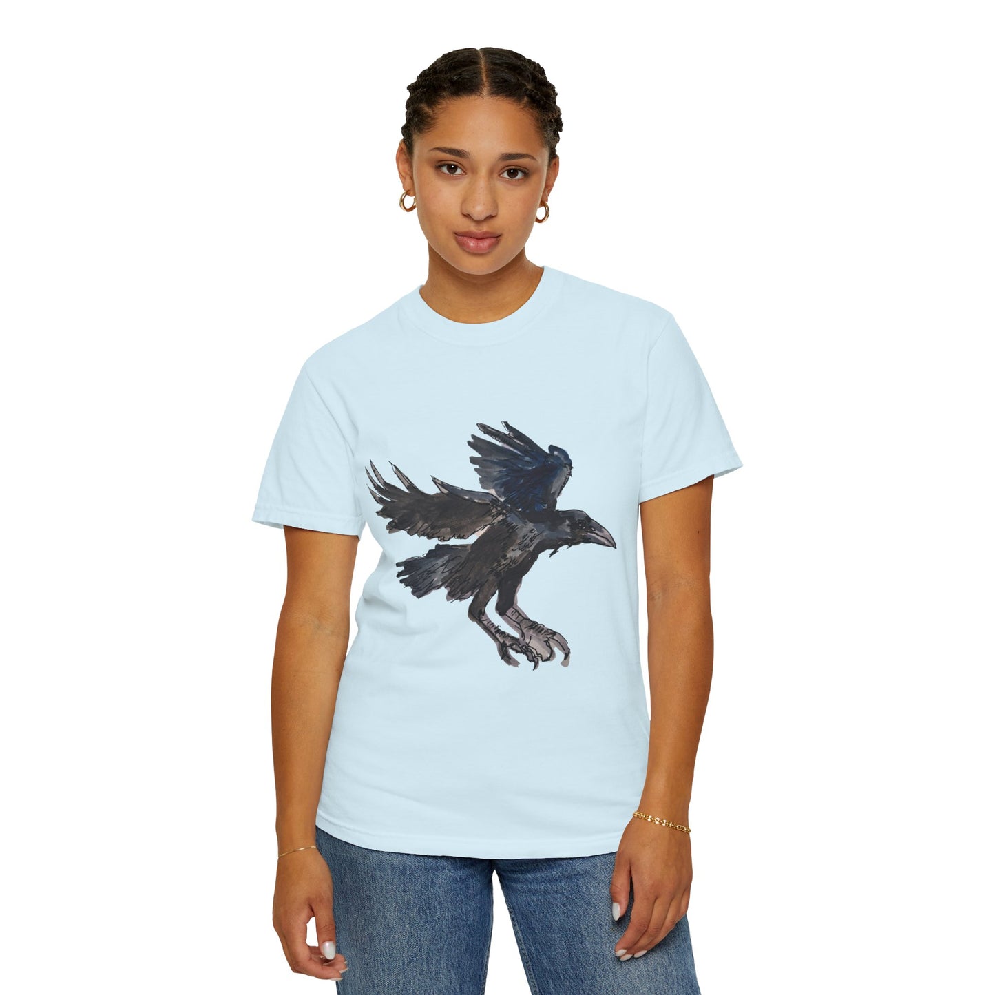 Raven Flight T-Shirt — Watercolor Crow Graphic Tee