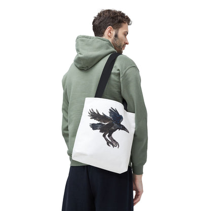Raven Flight Tote Bag – Watercolor Crow Art AOP Canvas Tote