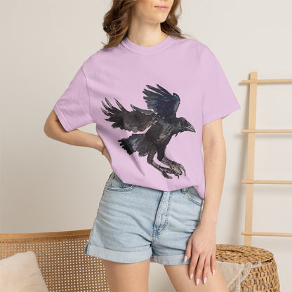 Raven Flight T-Shirt — Watercolor Crow Graphic Tee