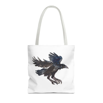 Raven Flight Tote Bag – Watercolor Crow Art AOP Canvas Tote
