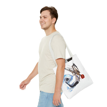 Abstract Art Tote Bag — Modern Brushstroke Design with Red Accent