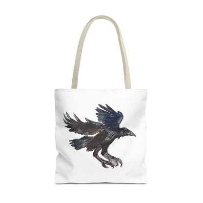 Raven Flight Tote Bag – Watercolor Crow Art AOP Canvas Tote