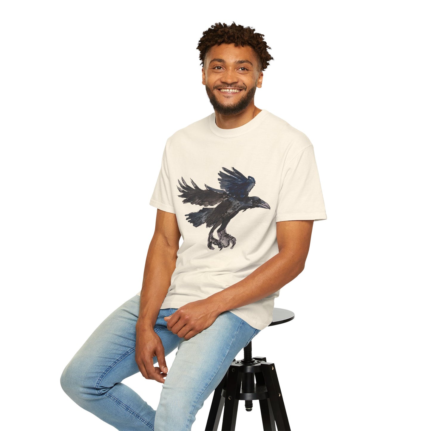 Raven Flight T-Shirt — Watercolor Crow Graphic Tee