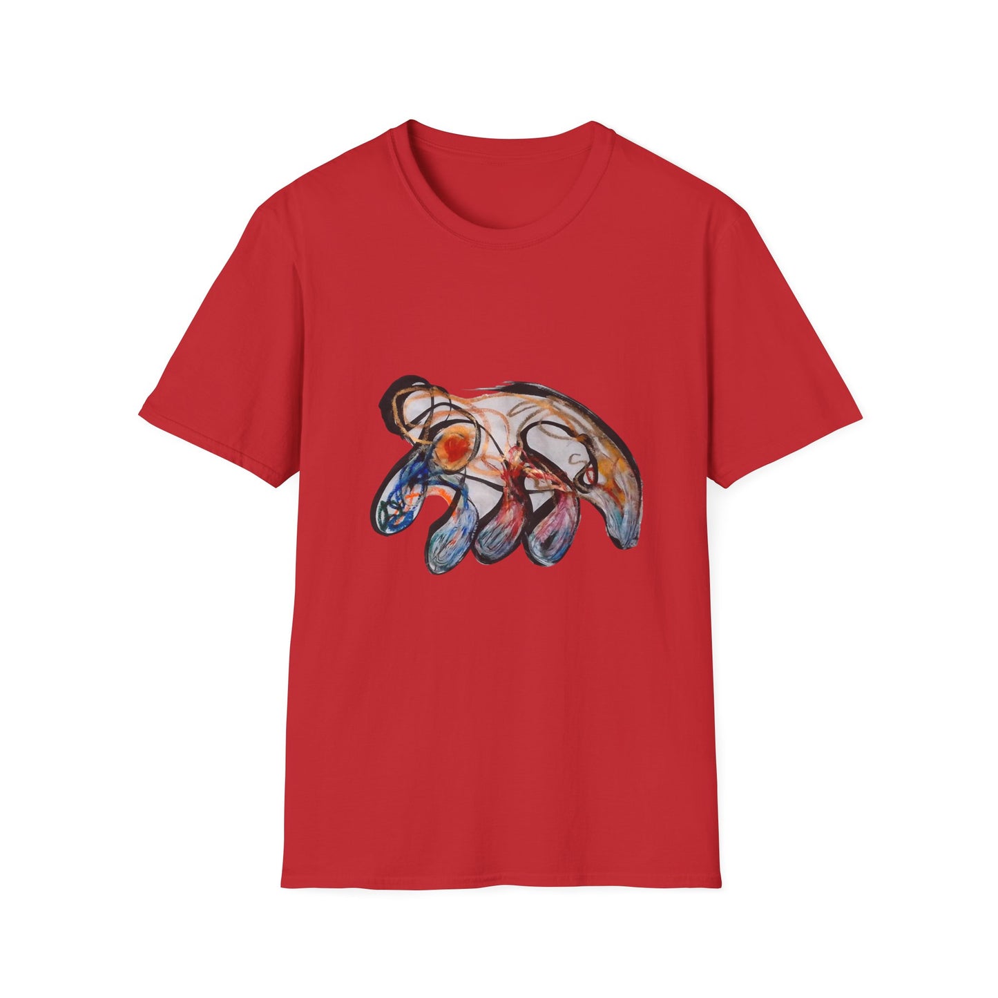 Abstract Wave Art T‑Shirt — Colorful Hand-Drawn Ocean Design
