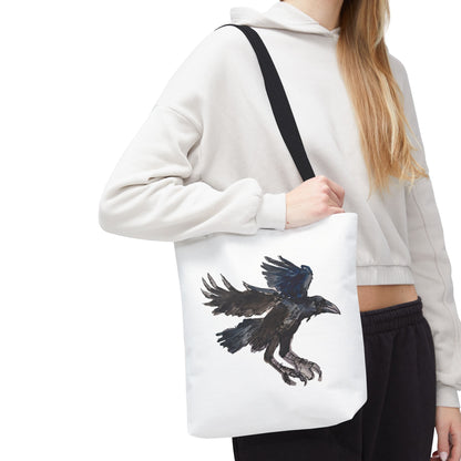 Raven Flight Tote Bag – Watercolor Crow Art AOP Canvas Tote