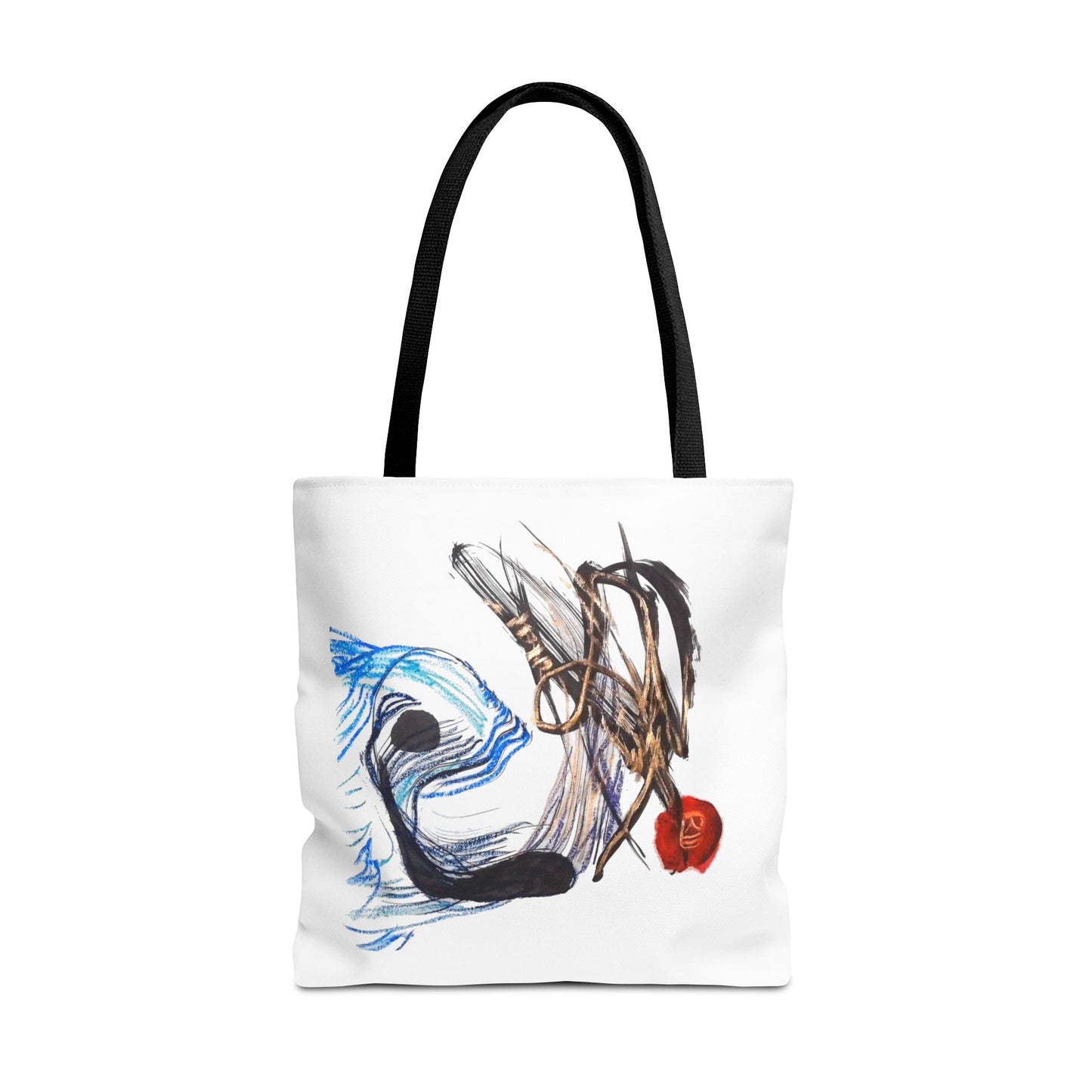 Abstract Art Tote Bag — Modern Brushstroke Design with Red Accent