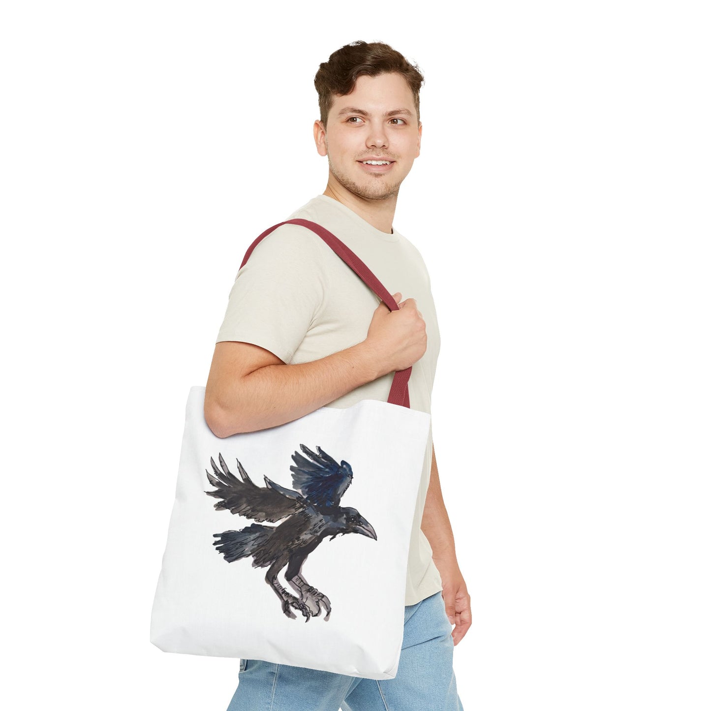 Raven Flight Tote Bag – Watercolor Crow Art AOP Canvas Tote