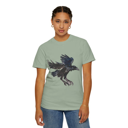 Raven Flight T-Shirt — Watercolor Crow Graphic Tee