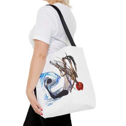 Abstract Art Tote Bag — Modern Brushstroke Design with Red Accent