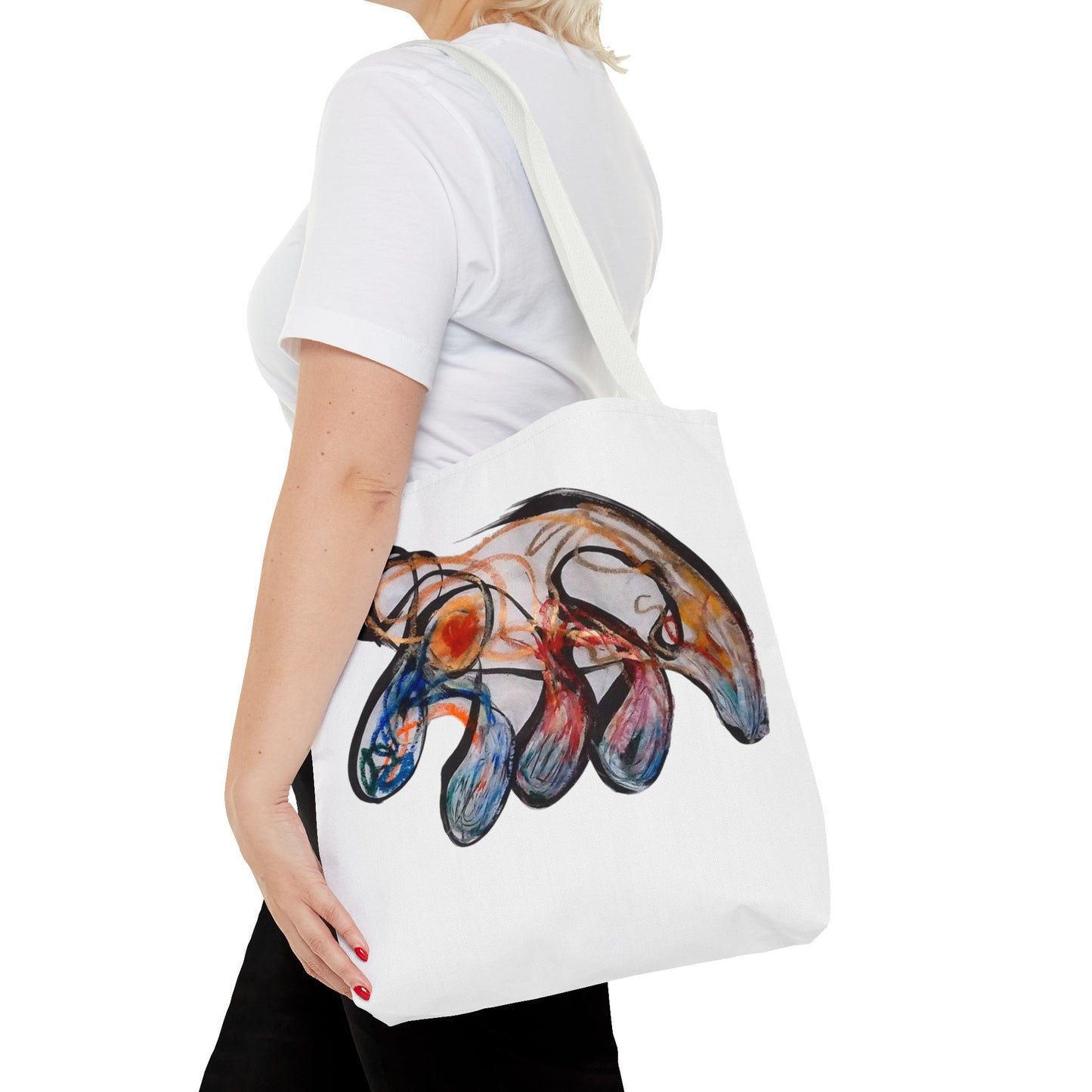Abstract Hand-Painted Art Tote Bag — Colorful Organic Brushstroke Design