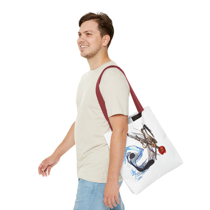 Abstract Art Tote Bag — Modern Brushstroke Design with Red Accent