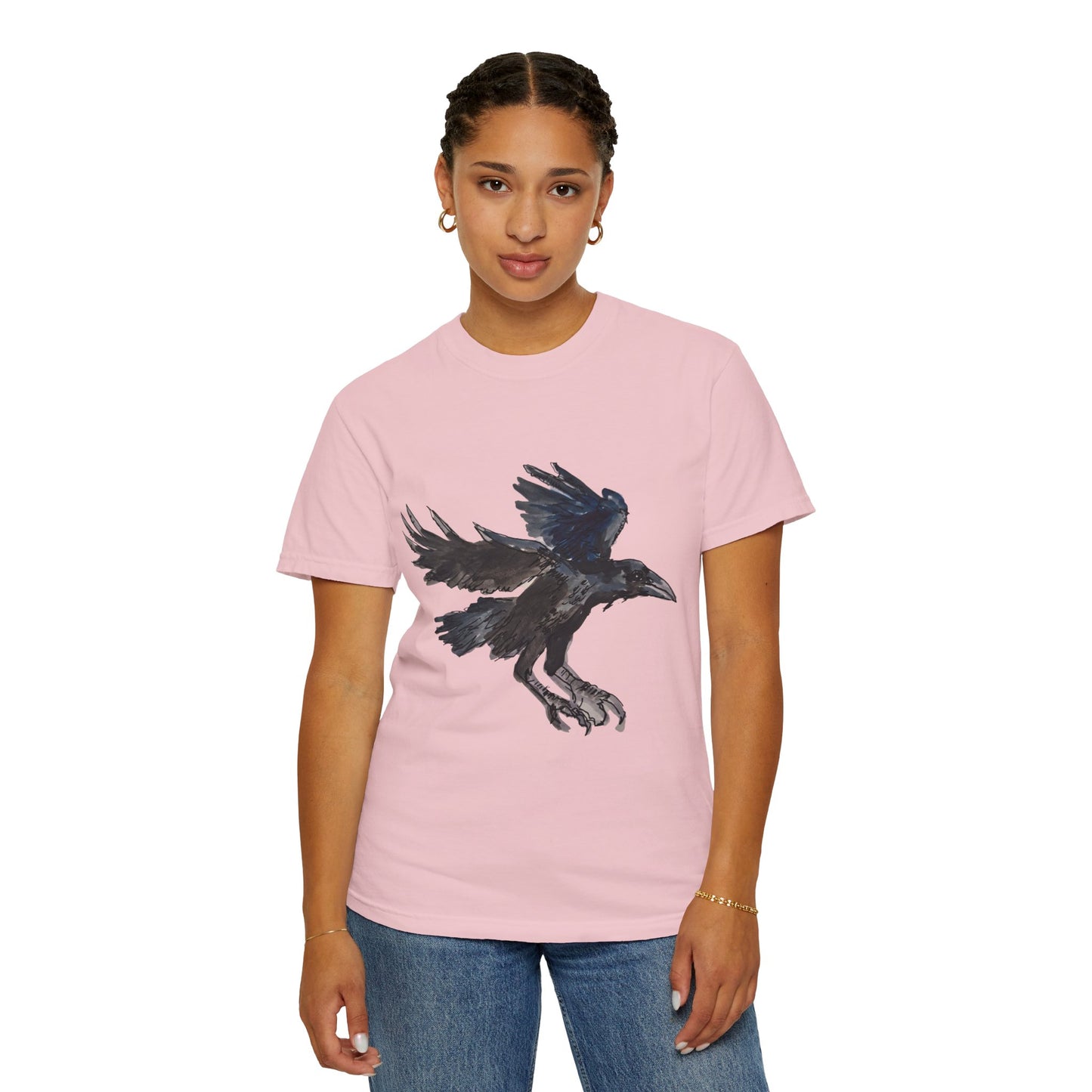 Raven Flight T-Shirt — Watercolor Crow Graphic Tee
