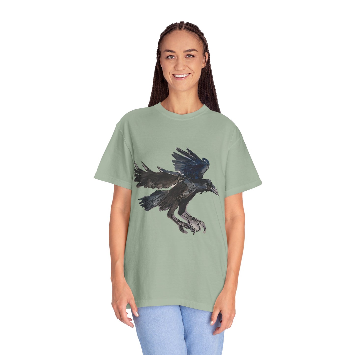 Raven Flight T-Shirt — Watercolor Crow Graphic Tee