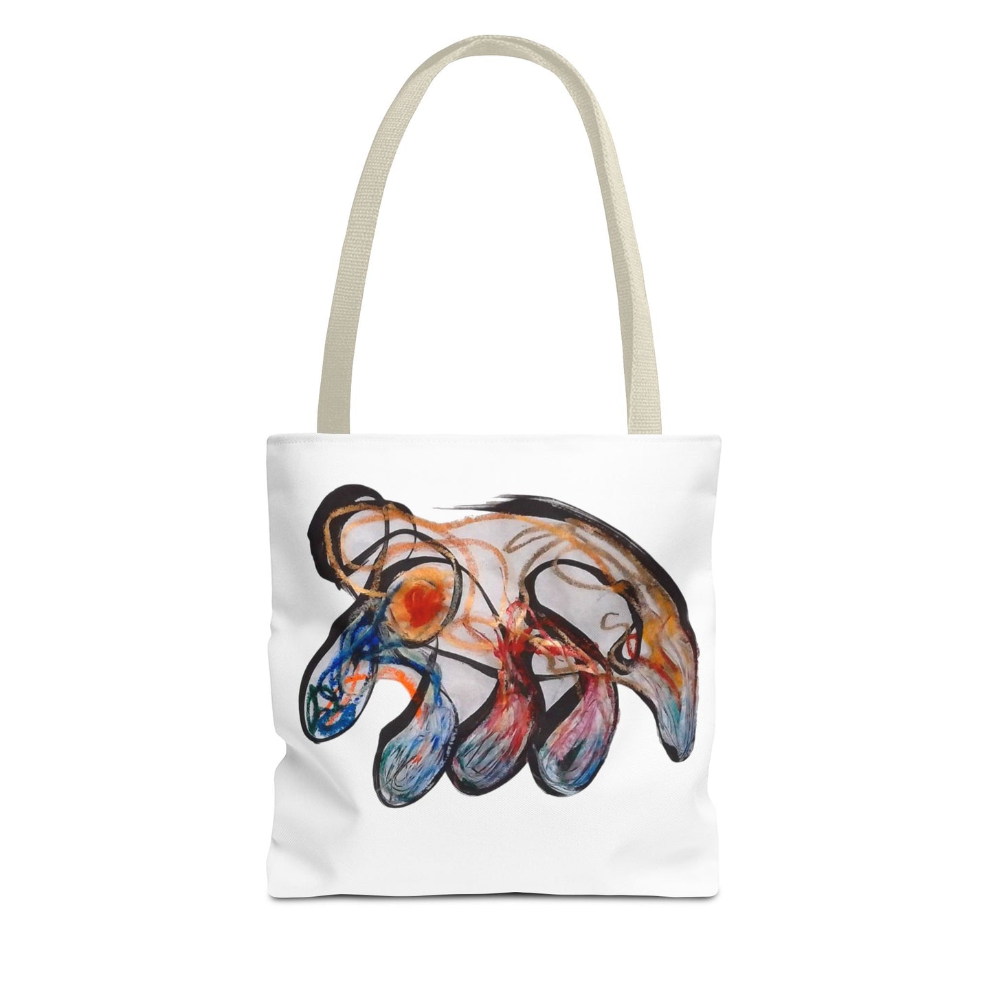 Abstract Hand-Painted Art Tote Bag — Colorful Organic Brushstroke Design