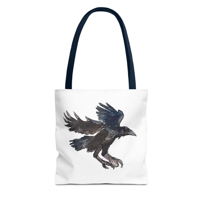 Raven Flight Tote Bag – Watercolor Crow Art AOP Canvas Tote