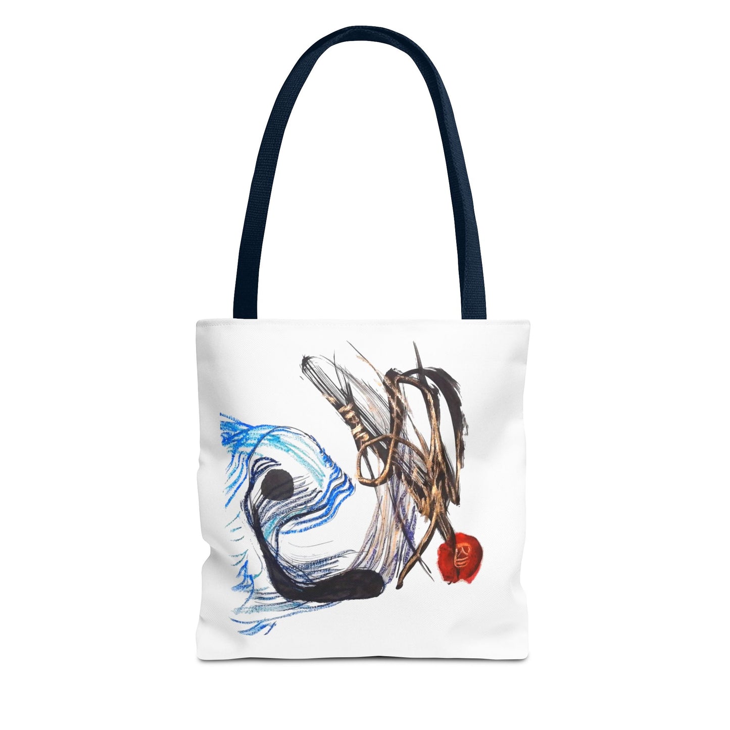 Abstract Art Tote Bag — Modern Brushstroke Design with Red Accent