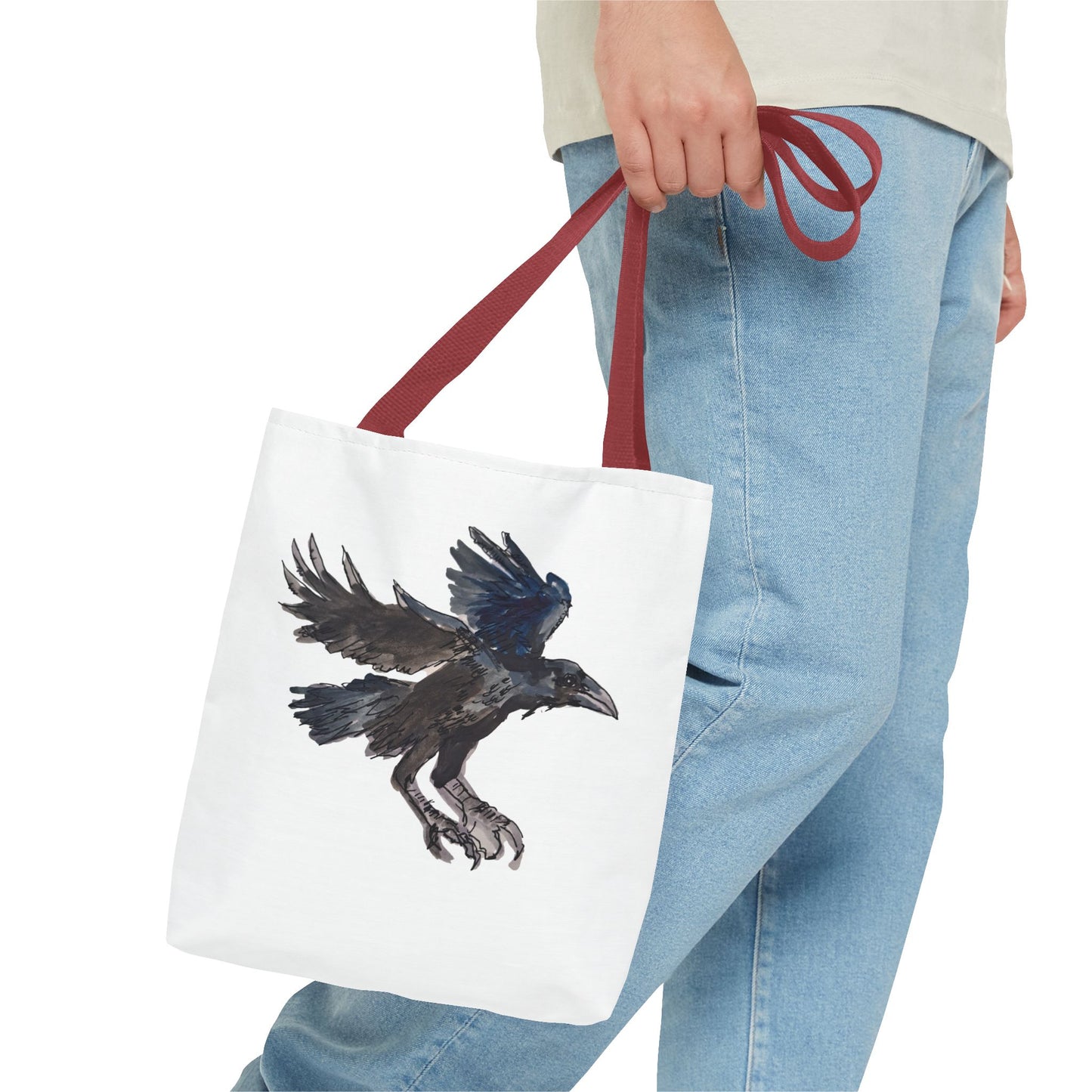 Raven Flight Tote Bag – Watercolor Crow Art AOP Canvas Tote