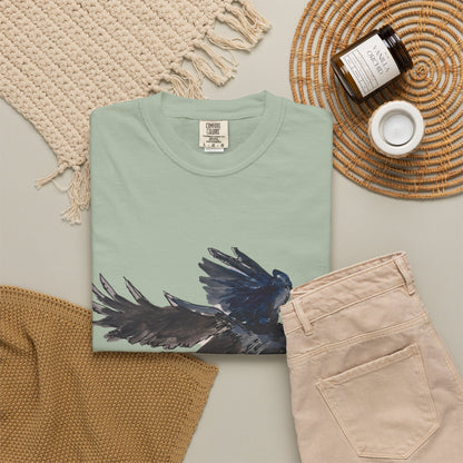 Raven Flight T-Shirt — Watercolor Crow Graphic Tee