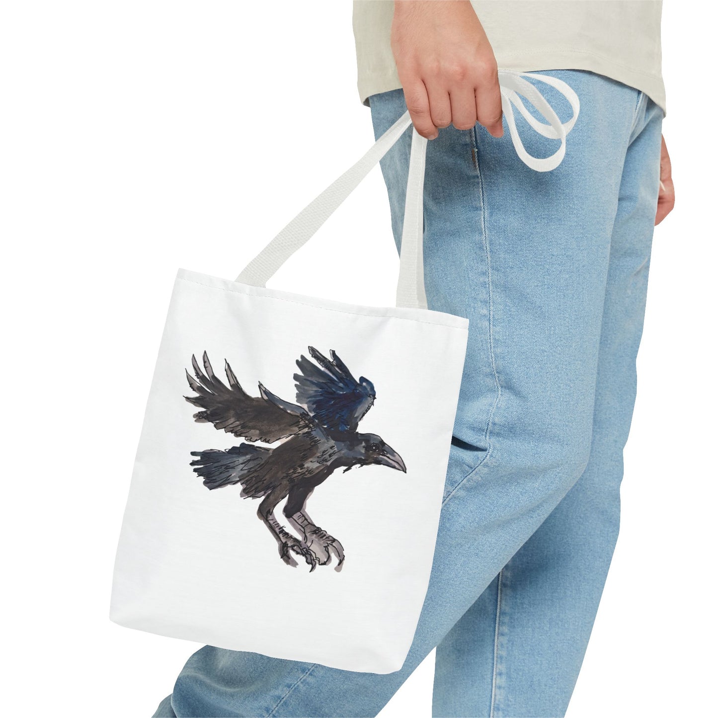 Raven Flight Tote Bag – Watercolor Crow Art AOP Canvas Tote