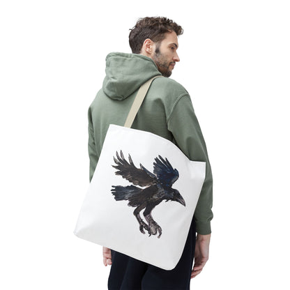 Raven Flight Tote Bag – Watercolor Crow Art AOP Canvas Tote