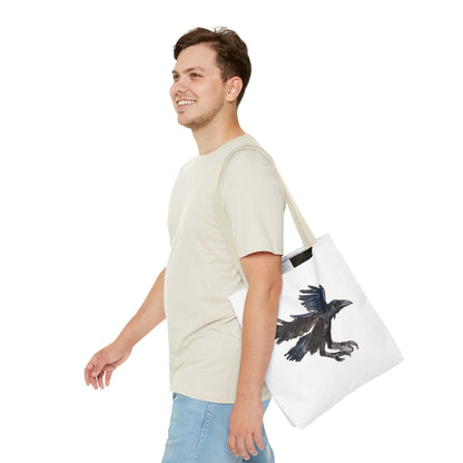 Raven Flight Tote Bag – Watercolor Crow Art AOP Canvas Tote