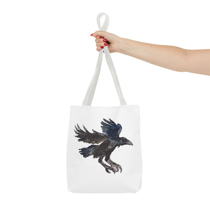 Raven Flight Tote Bag – Watercolor Crow Art AOP Canvas Tote