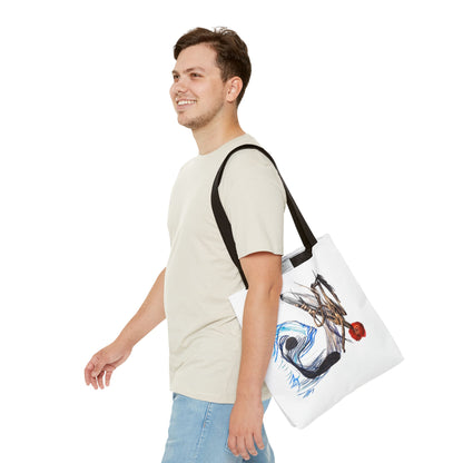 Abstract Art Tote Bag — Modern Brushstroke Design with Red Accent