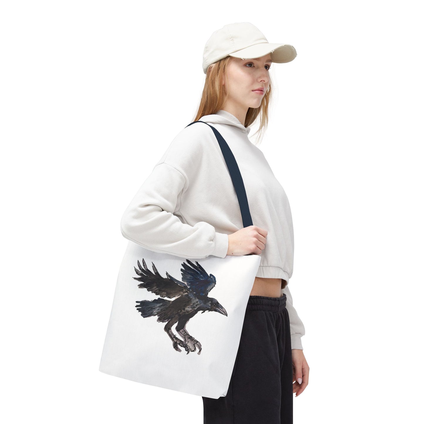 Raven Flight Tote Bag – Watercolor Crow Art AOP Canvas Tote