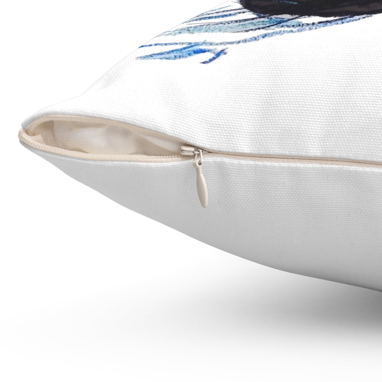 Abstract Fish Art Pillow – Blue & Black Scribble Design
