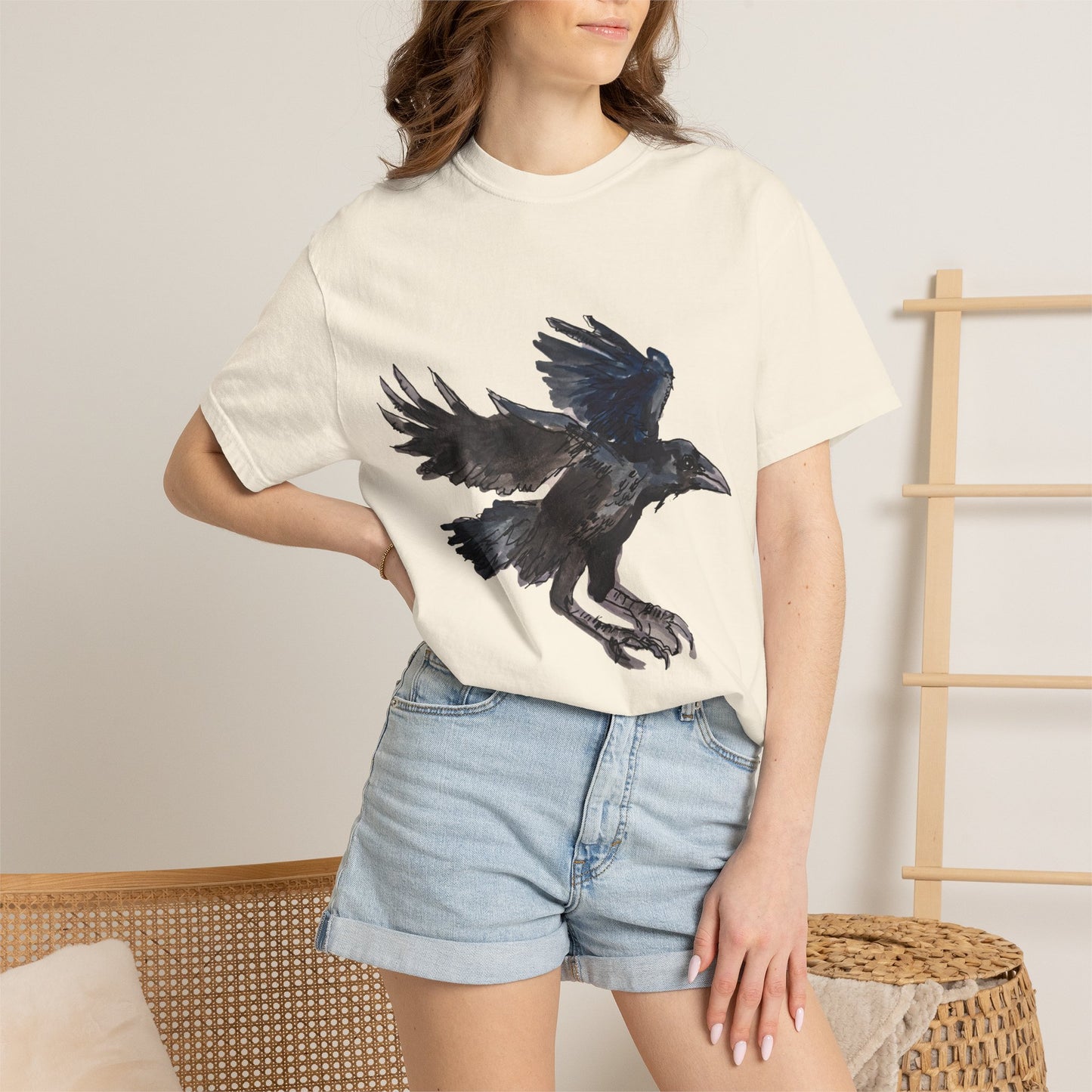 Raven Flight T-Shirt — Watercolor Crow Graphic Tee